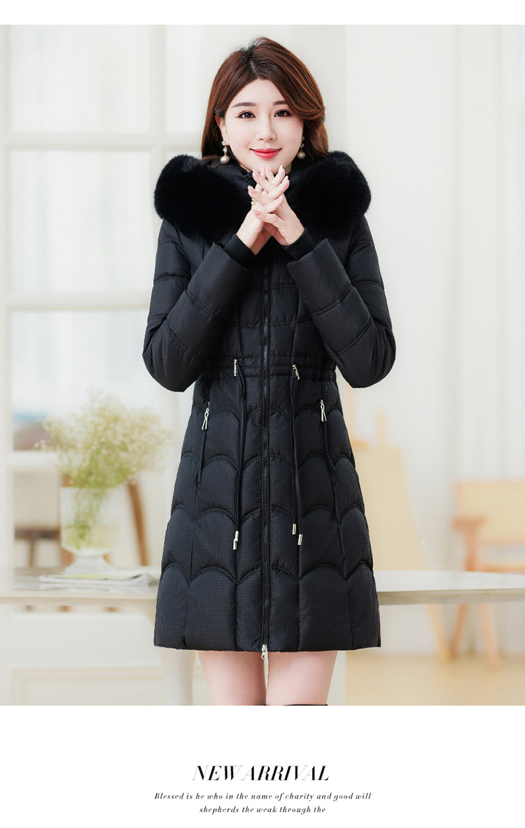 Women's Mid-length Down Jacket With Fur Collar Slim Fit Winter Coat_voghion.com