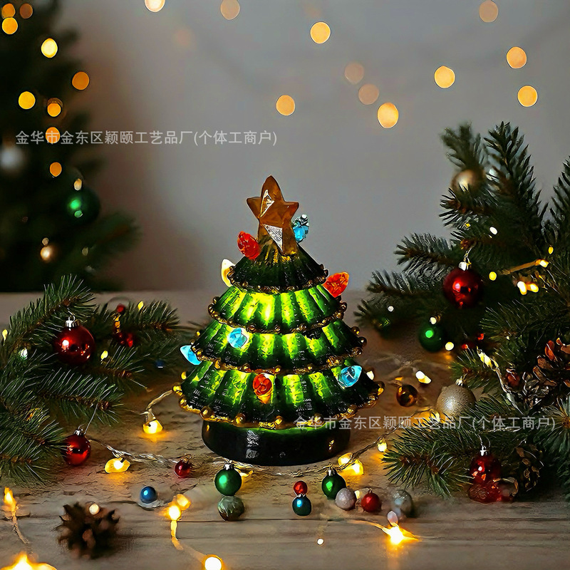 跨境新款圣诞节摆件圣诞树LED灯可发光氛围布置小夜灯装饰摆件|undefined