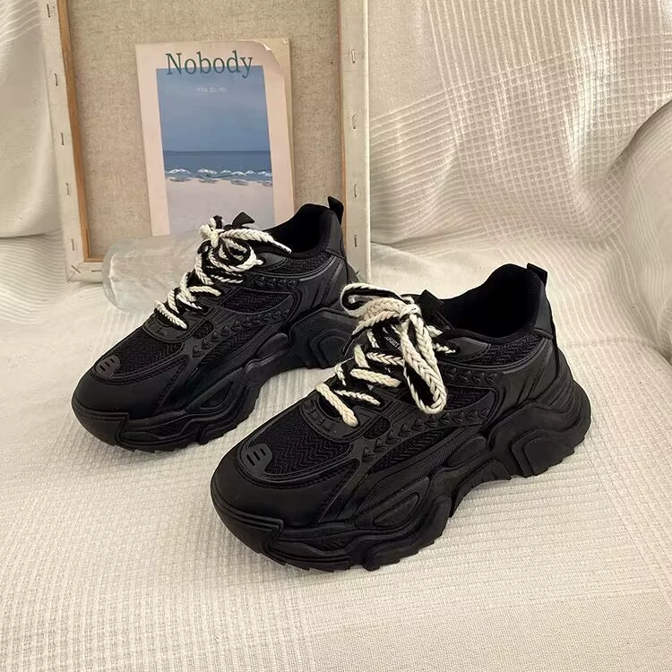 Однотонные кроссовки ulzzang, женские на весну и осень, новые модные высококачественные громоздкие кроссовки на толстой подошве для женщин