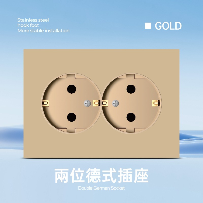 Interruptor y Tomacorriente de Pared Ultrafino Estándar Europeo de Bronce de Estaño y Fósforo Mecánico para Pared image 48