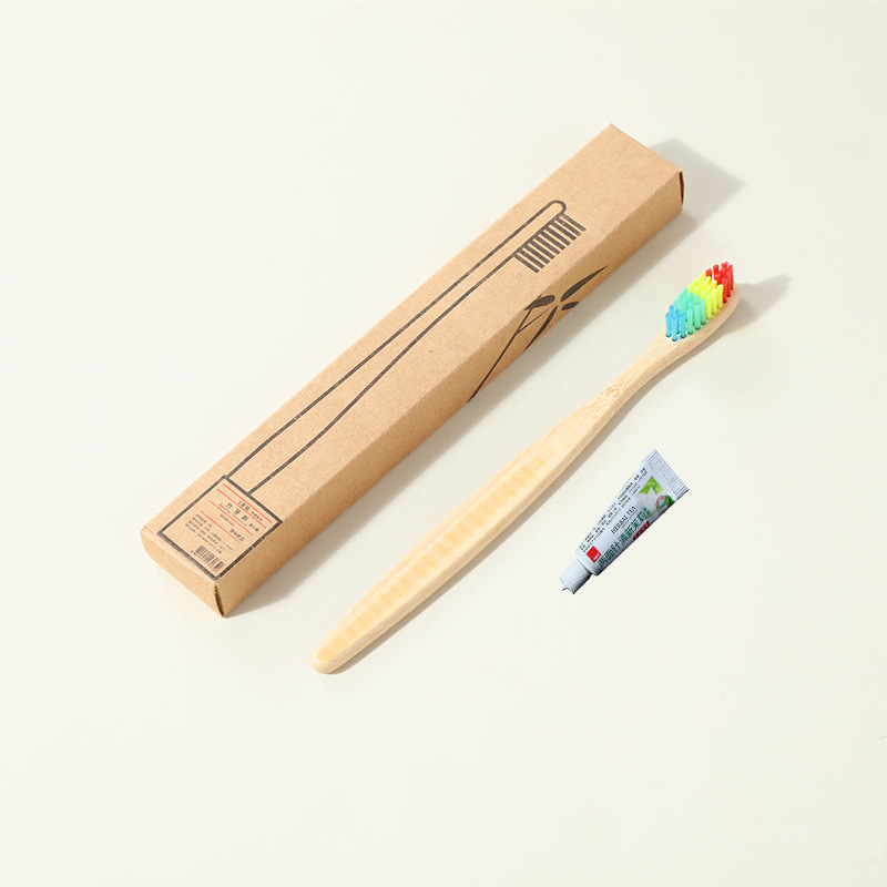 竹子牙刷彩色刷毛+3克两面针牙膏