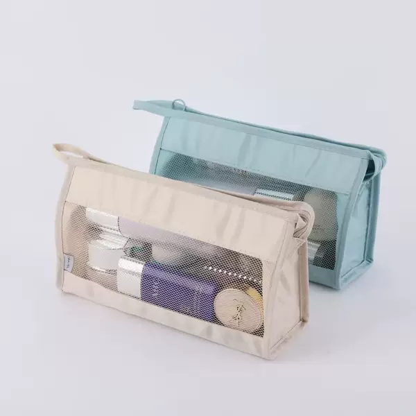 Twill Mesh Toiletry Bag Portable Hanging Storage Makeup Brush Bag Outing Briefcase Triangle Bag Korean Style Travel