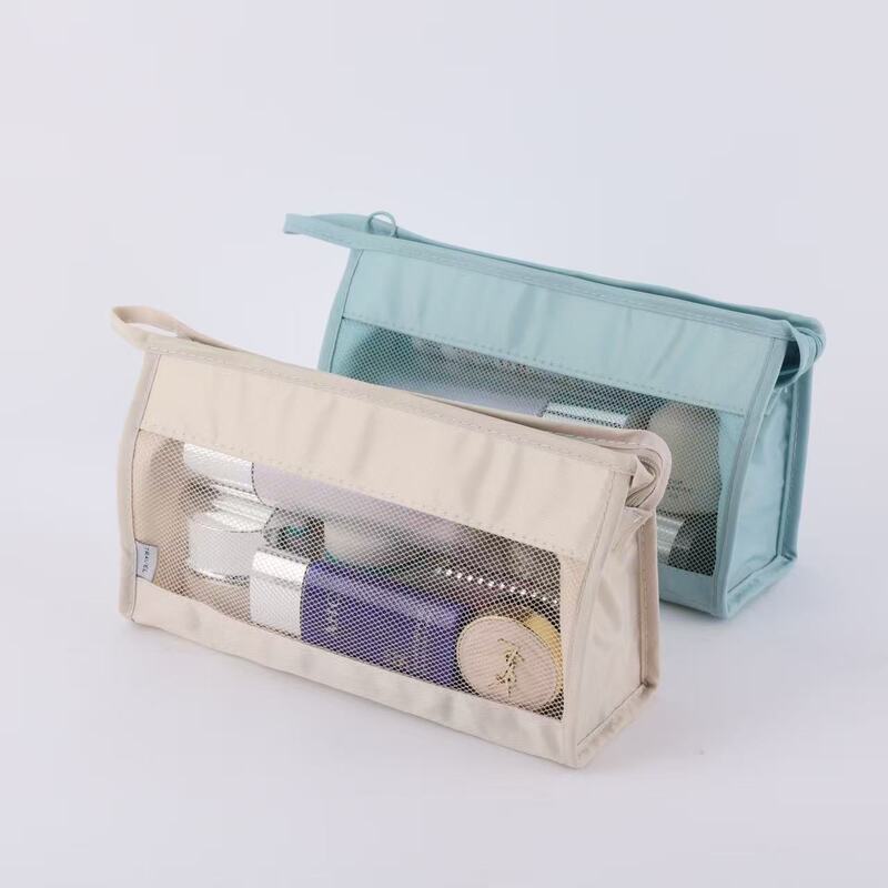 Twill Mesh Toiletry Bag Portable Hanging Storage Makeup Brush Bag Outing Briefcase Triangle Bag Korean Style Travel Twill Mesh Toiletry Bag Portable Hanging Storage Makeup Brush Bag Outing Briefcase Triangle Bag Korean Style Travel