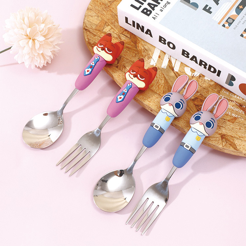 Disney Zootopia Stainless Steel Kidsren's Fork and Spoon Food-Grade Cute Baby Food Supplement Tableware Set Disney Zootopia Stainless Steel Kidsren's Fork and Spoon Food-Grade Cute Baby Food Supplement Tableware Set
