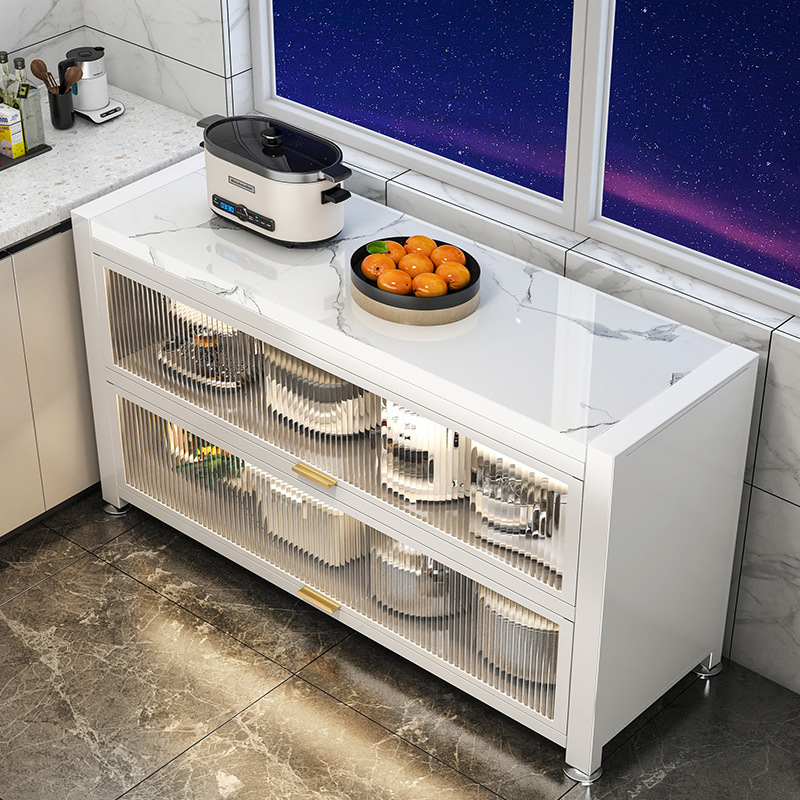 Kitchen Rack Floor-Standing Multi-Layer Microwave Sideboard Multi-Functional Integrated Wall-Mounted Slate Storage Cabinet Storage Cabinet