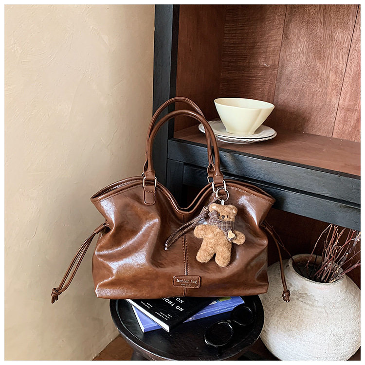 Túi tote nữ da PU , túi xách tay đi làm đựng đồ dung lượng lớn — Gạo trắng không có mặt dây chuyền, Màu cà phê Không có mặt dây chuyền, Màu nâu không có mặt dây chuyền, Đen không có mặt dây chuyền chi tiết 7