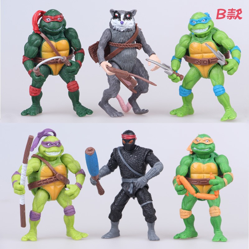 2014 애니메이션 에디션 6 십대 돌연변이 닌자 거북이 손으로 만든 인형 TMNT 액션 피규어 장난감 모델 장면 장식품
