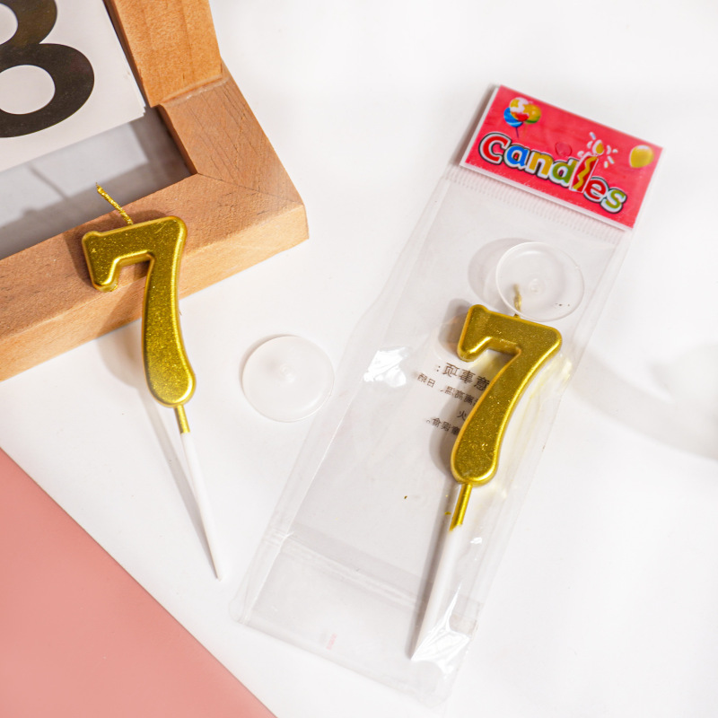 金色数字袋装蜡烛过生日蛋糕装饰周岁蜡烛派对儿童甜品台装扮插件|undefined
