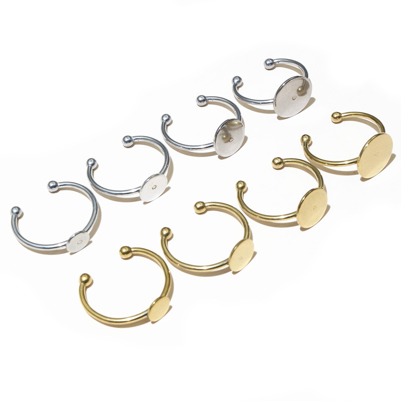 Vacuum Double Ball Ring Stainless Steel 6-12mm Inner Diameter Flat Open Ring Gemstone Base DIY Jewelry Accessories