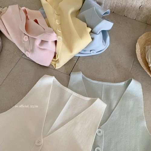 Summer Hot Babe V-Neck Stunning Yellow Top Fashion Design Slimming Sleeveless Knit Split Straps Backless Bra