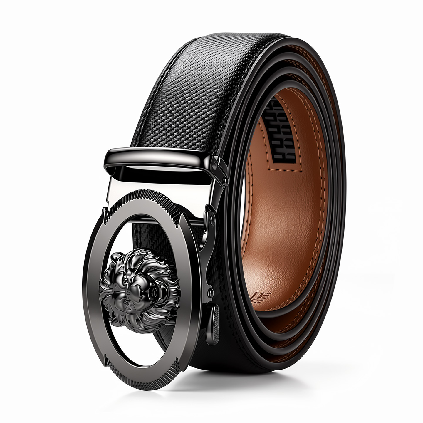 Amazon Cross-border Men's Leather Belt Genuine Leather Automatic Buckle Youth Business Factory Wholesale Belt