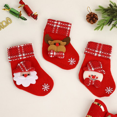 Christmas decorative socks, cartoon elk and snowman socks gift bag, Christmas tree decoration candy bag