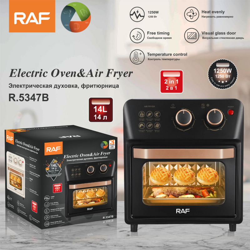 Raf Electric Oven European Standard 14L Multi-Functional Household Air Fryer Fully Automatic Smart Oven Fryer Visual Baking