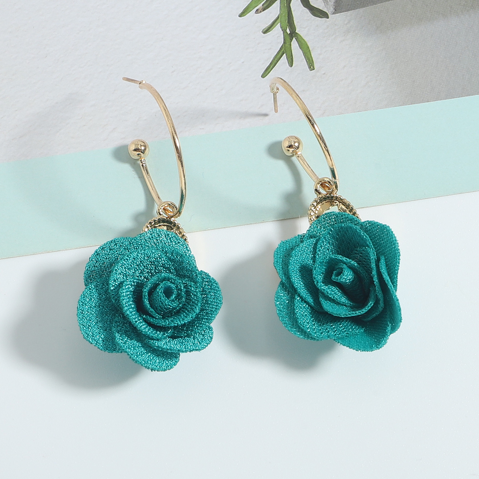 Nihaojewelry Jewelry Wholesale New Ethnic Style Fabric Flower Earrings display picture 5