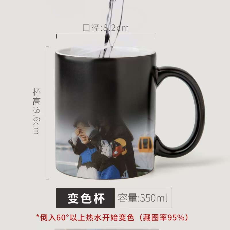 Fabricante al por mayor de alta temperatura de fabricación de cerámica personalizada foto de patrón de taza de color fijo logotipo de marca de taza