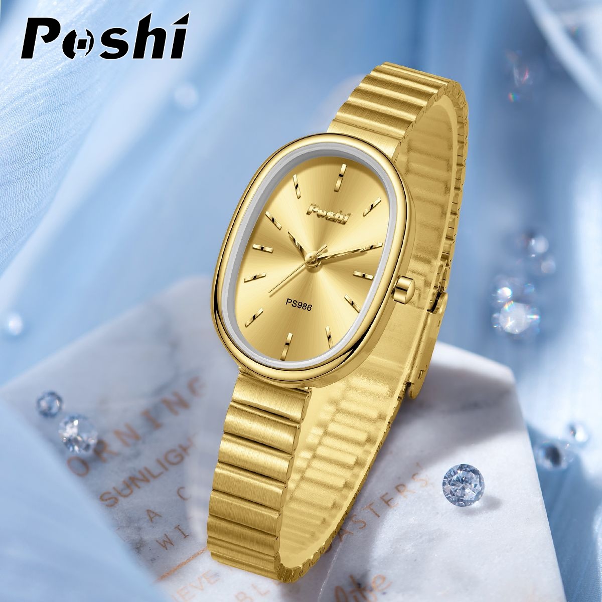 POSHI nuevo reloj de cuarzo con cadena esfera ovalada pequeño reloj de mujer coreana ropa reloj de mujer salvaje