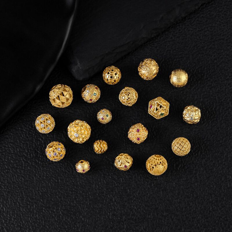 S925 Silver Gold Plated Ancient Seiko Heart Sutra Round Bead Accessories DIY Original Chinese Style All-match Accessories