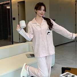 24901# 秋冬新款睡衣女海岛绒甜美休闲家居服套装