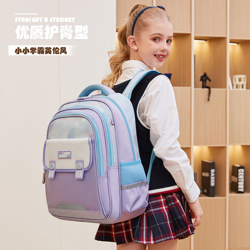 New high-looking schoolbag for primary school students, lightweight, burden-reducing, spine-protecting, large-capacity children's backpack for grades 1-6 foreign trade