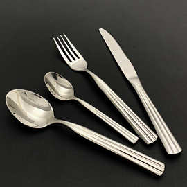 亚马逊餐具高档南瓜柄刀叉勺西餐甜品叉勺304不锈钢餐具牛排刀叉