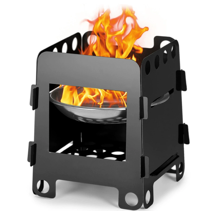 Открытый картон печь черный титан вставка маленький складной нержавеющая сталь титановый дрова печь для приготовления пищи портативный древесный уголь печь