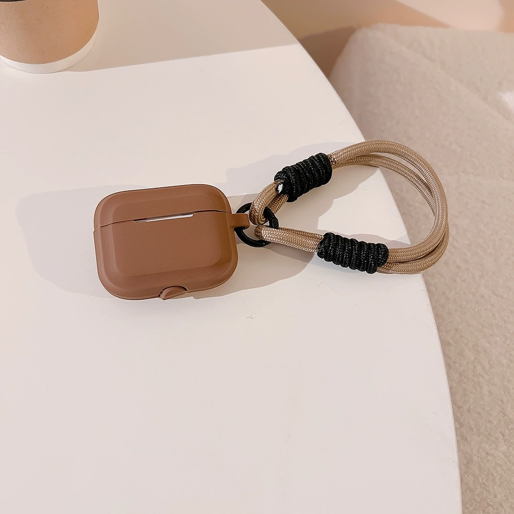 Силиконовый чехол для AirPods совместимый с AirPods 1–4 и AirPods Pro 1–3, контрастная полосатая цепочка-держатель