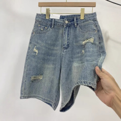 メンズ夏用リップドデニムショートパンツ、薄手アメリカントレンドルーズストレートパンツ、日本トレンドブランドハイストリート5点パンツ