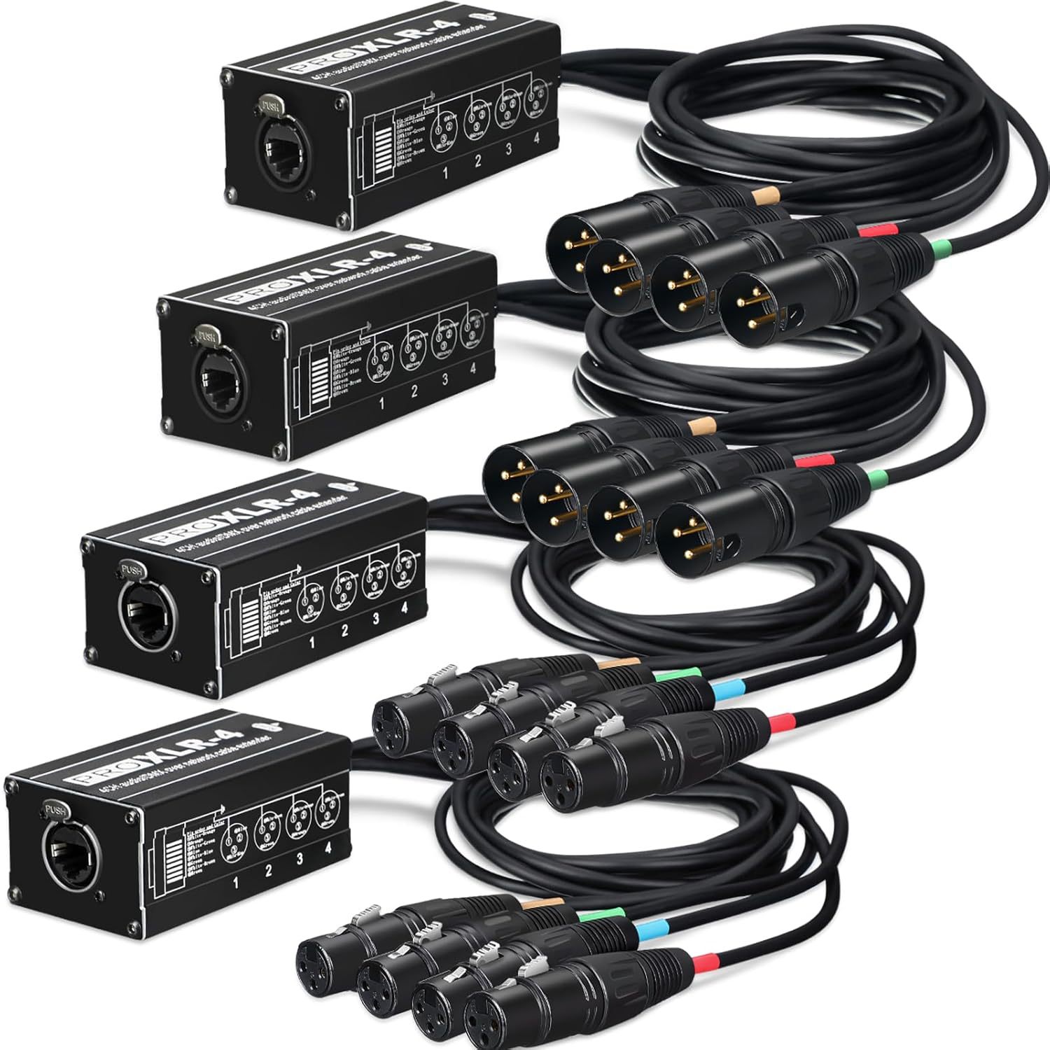 4 通道卡侬延长器拖线 3 针 XLR 蛇盒延长器适用于舞台灯光多功能