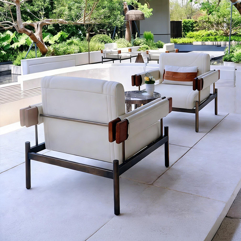 Ventas del hotel para negociar sofá combinado patio villa jardín balcón impermeable solar al aire libre sofá de aleación de aluminio image 4