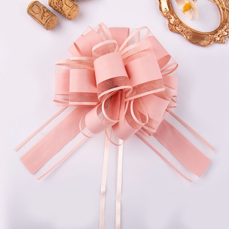Comercio exterior transfronterizo 50 gran hilo de nieve elegante color natural bola flor Navidad regalo flor embalaje color sólido guirnalda cinta