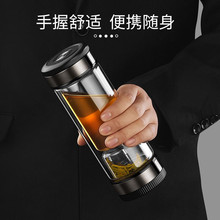 茶之戀茶水分離杯臻鈦版泡茶杯雙層玻璃碳纖維金屬版水杯70ST7DT