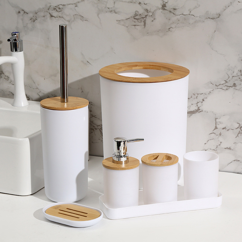 Baños domésticos 7 piezas de almacenamiento herramientas de limpieza artículos de higiene basura inodoro cepillo taza hidráulica caja de jabón al por mayor