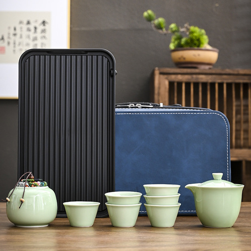 Travel Car Tea Set Portable Outdoor Storage Small Set Quick Cup Ceramic Gongfu Cover Bowl Tea Infuser Complete Set