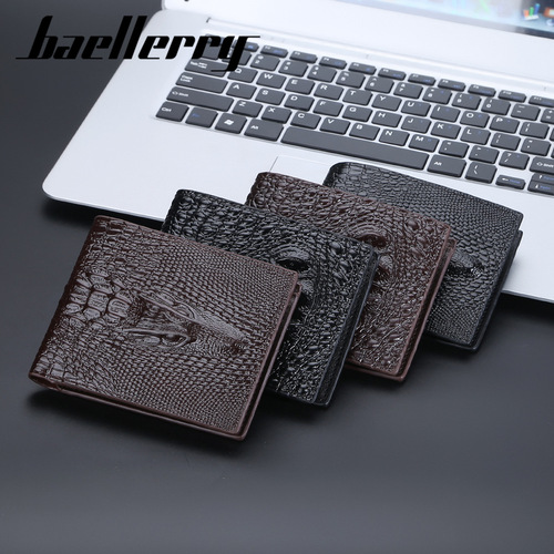 Baellerry factory direct sales retro men's short crocodile head wallet multi-card slot coin bag wholesale