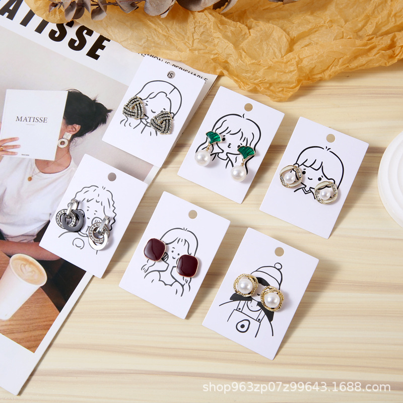 卡哇伊女孩耳环挂卡时尚铜版纸耳钉耳坠卡纸耳饰品包装卡吊牌标签