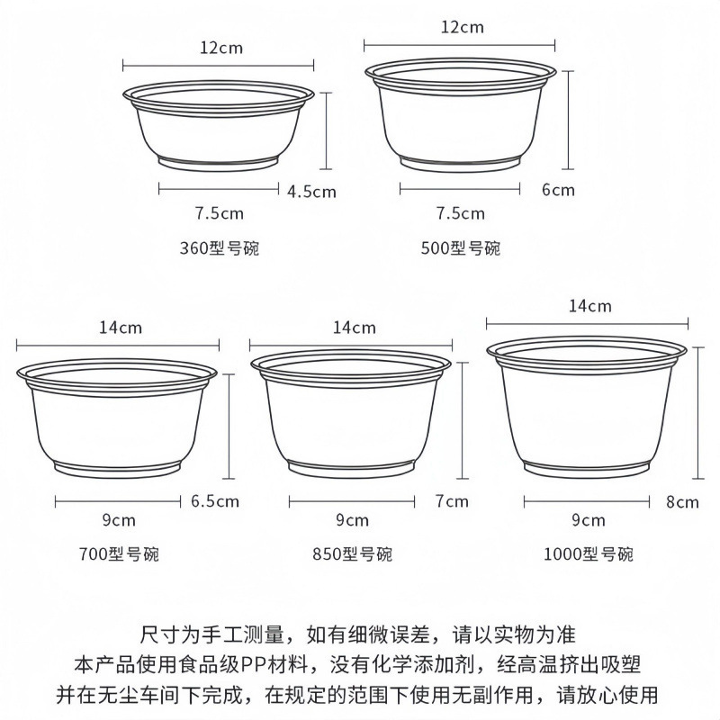 一次性碗筷套装批发加厚圆形带盖塑料碗酒席家用聚会外卖打包餐盒|undefined