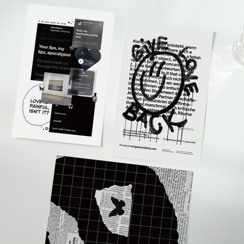 10 pieces of niche high-end black and white story card postcards home wall photo material minimalist self-adhesive decoration