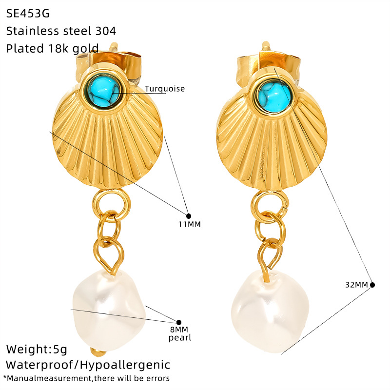 8g Weight 304 Stainless Steel Ear Needle Material 18K Gold Plated Plating Material Drop Earrings Classification 1 Pair Quantity 1 Pair Elegant Retro Geometric 304 Stainless Steel 18K Gold Plated Drop Earrings