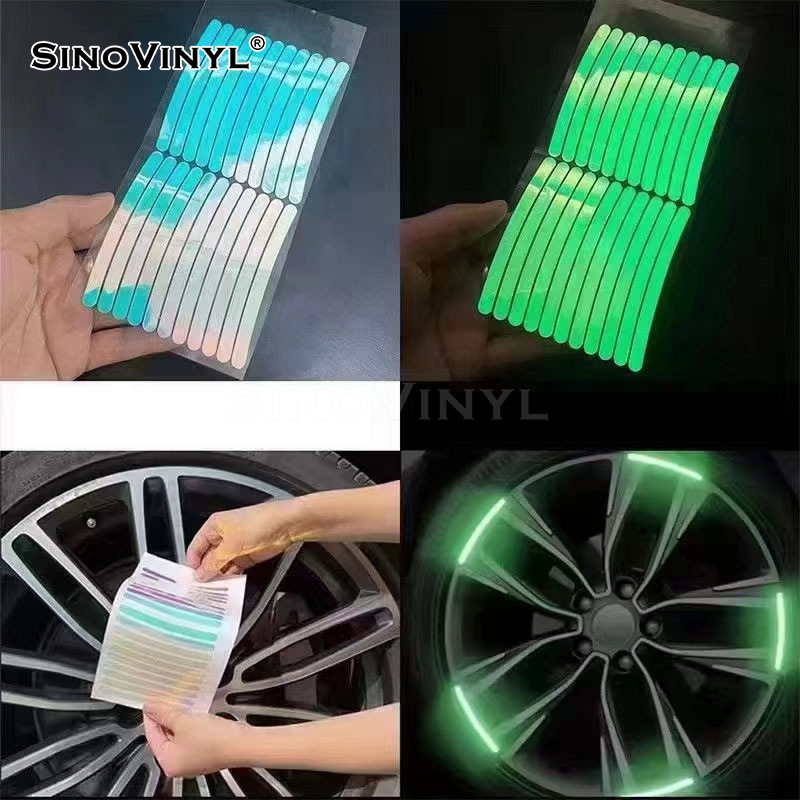 Xinlang PET arco iris fotolitografía nocturna película brillante rueda de advertencia luminosa tira adhesiva pulverizable pintura instantánea