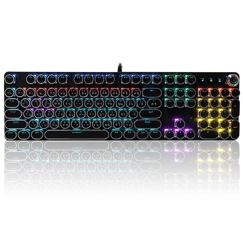 【タイ語キーボード】レトロ円形スチームパンクノブ機械キーボード海老皮lazadaタイ専用|undefined