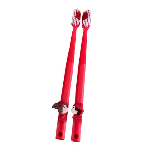 Toothbrush, wedding, soft-bristled couple, brushing teeth, mouthwash cup set, red plastic creative dowry supplies collection