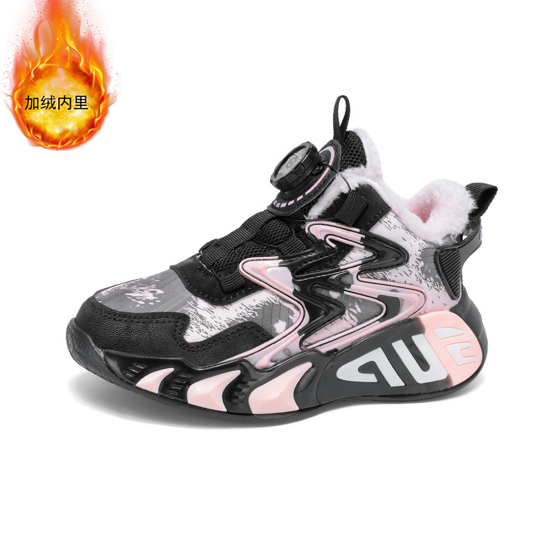 Zapatos de baloncesto para niños varones de 6 - 12 años de edad zapatos para niños 2025 nuevo otoño y invierno para correr zapatillas deportivas de lana al por mayor