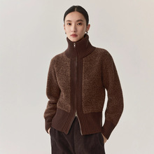 秋季新款针织衫女保暖绵羊毛通勤外套高级优雅气质毛巾绣女装上衣