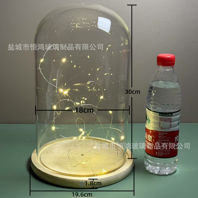 海胆永生花干花侧面触摸开关玻璃罩子底座带灯展示盒手办创意|undefined