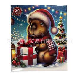 跨境新款2026款水豚鼠卡皮巴拉节日圣诞倒24天计时日历装饰品盲盒