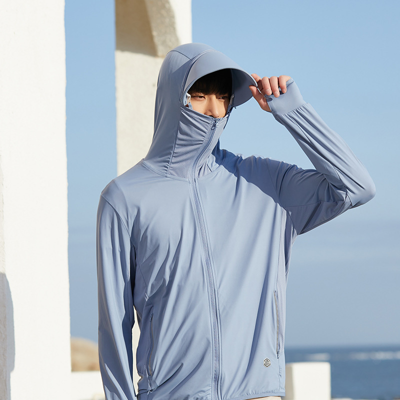 Ropa de piel fina tejida de seda de hielo para hombres y mujeres de verano elástico Delgado fresco a prueba de UV ala ligera ropa de pesca a prueba de sol