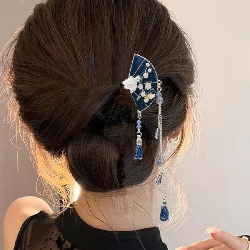 Women's Chinoiserie Retro Sector Flower Alloy Plating Hairpin display picture 1