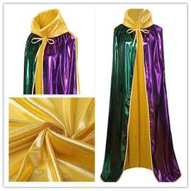 亮面创意拼接圣诞节披风万圣节斗篷立领舞台演出服舞蹈风衣披肩