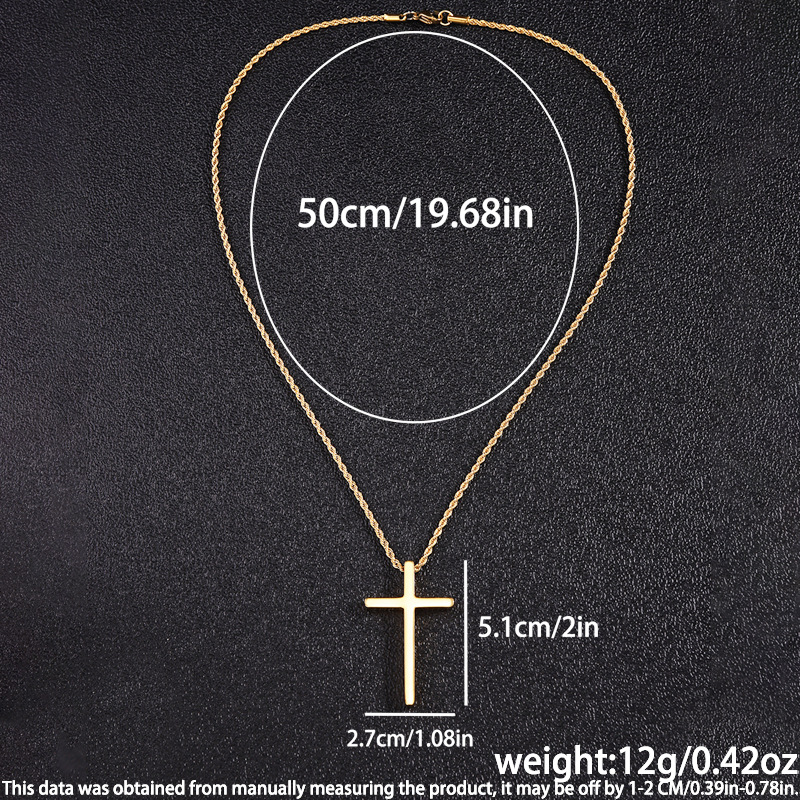 13g Weight 0.03µm-0.05µm Gold Plating Thickness PVD Coated Gold Plating Process 18K Real Gold Plated Plating Material 304 Stainless Steel Pendant Material Pendant Necklace Classification 304 Stainless Steel Chain Material Twisted Rope Chain Chain Type 1 Piece Quantity Holiday, Daily Occasion 304 Stainless Steel Material Cross Pattern Men's Gender Vacation, Simple Style Style Plating Craft Vacation Simple Style Cross 304 Stainless Steel Plating Men's Pendant Necklace Men Pendant Necklaces 无
