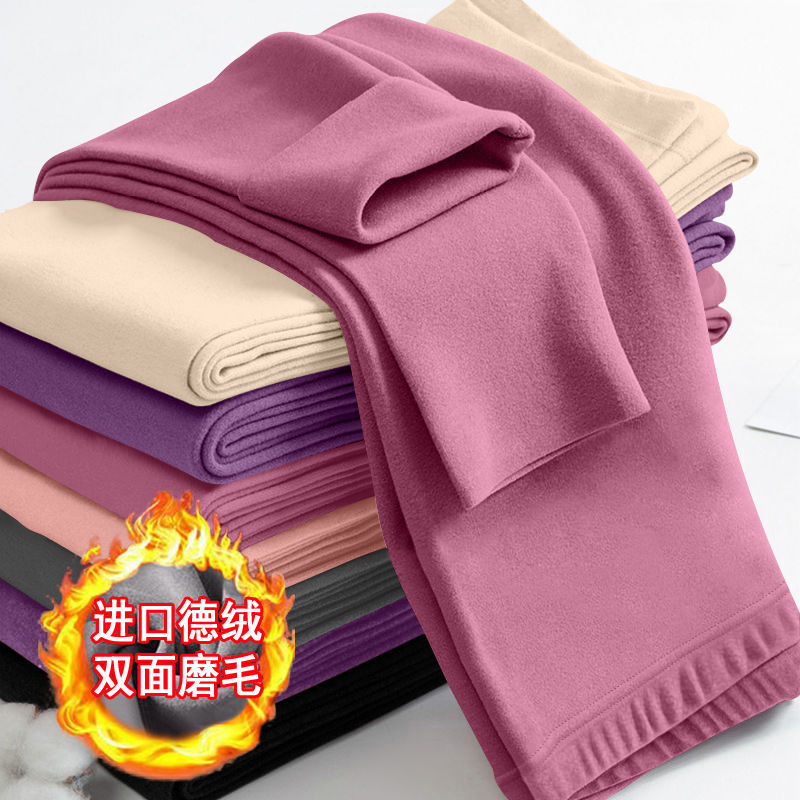 Calzoncillos largos de terciopelo de doble cara para mujer leggings Otoño e Invierno temperatura constante pantalones cálidos forrados de lana engrosada pantalones de lana